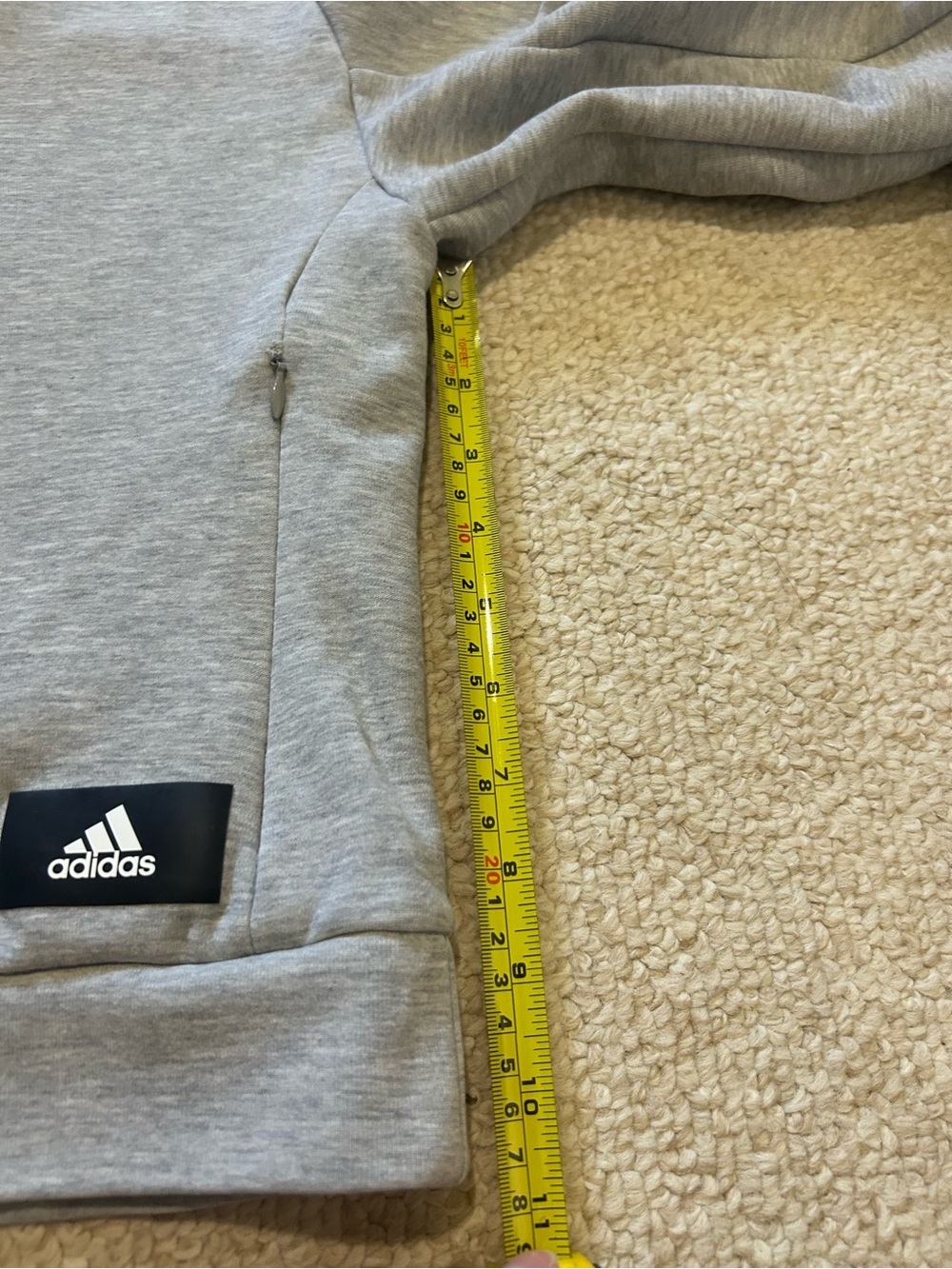 Adidas Wrapped 3-Stripes sweatshirt Slightly cropped Size XS Gray White Pockets - Picture 10 of 12